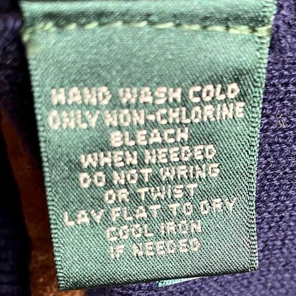 Lauren Ralph Lauren Navy Equestrian Horsebit Cardigan Faux Leather Trim Sz XL - Picture 7 of 10